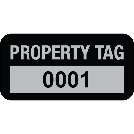 Lustre-Cal Property ID Label PROPERTY TAG5 Alum Black 1.50in x 0.75in Serialized 0001-0100, 100PK 253769Ma1K0001